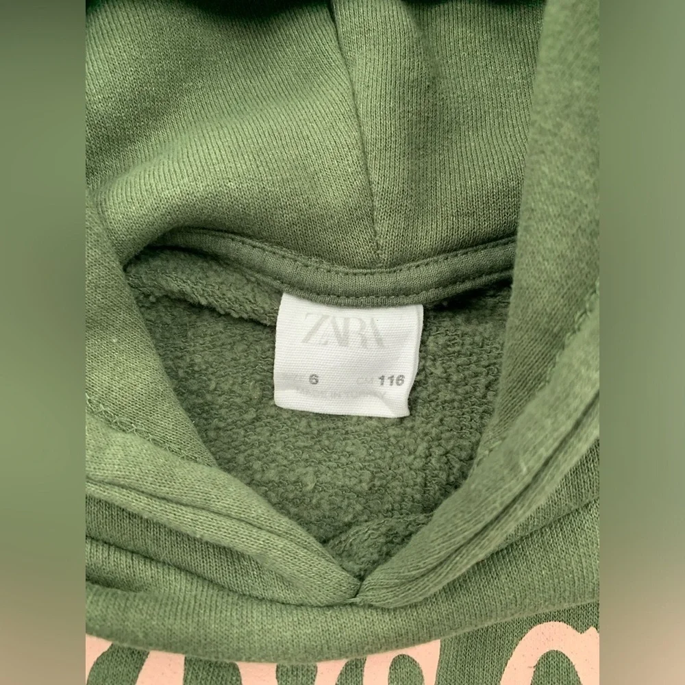 Zara Size 6 Olive Green Always Cute Hoodie Sweatshirt
